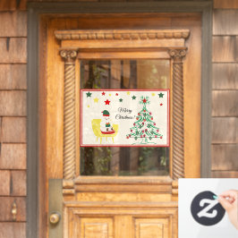 Schattige Wit Beer Vrolijk kerstfeest Raamsticker