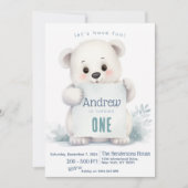 Schattige Wit Beer Winter Custom verjaardagsfeest Kaart (Voorkant)