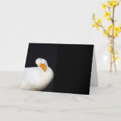 Schattige wit, eend, blanco kaart (Gele Bloem)