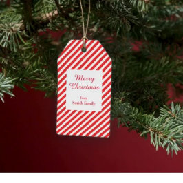 Schattige wit en rood gestreept cadeaulabel