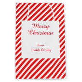 Schattige wit en rood gestreept medium cadeauzakje (Voorkant)