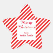 Schattige wit en rood gestreept ster sticker (Voorkant)