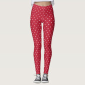 Schattige wit en rood hartenpatroon leggings (Voorkant)