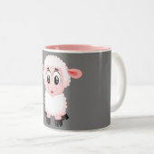 Schattige wit en roze eenzaam schaap tweekleurige koffiemok (Voorkant rechts)