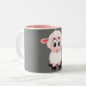 Schattige wit en roze eenzaam schaap tweekleurige koffiemok (Voorkant links)