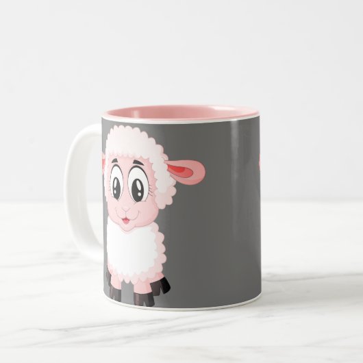 Schattige wit en roze schaap voor uw Kind Tweekleurige Koffiemok (Voorkant links)