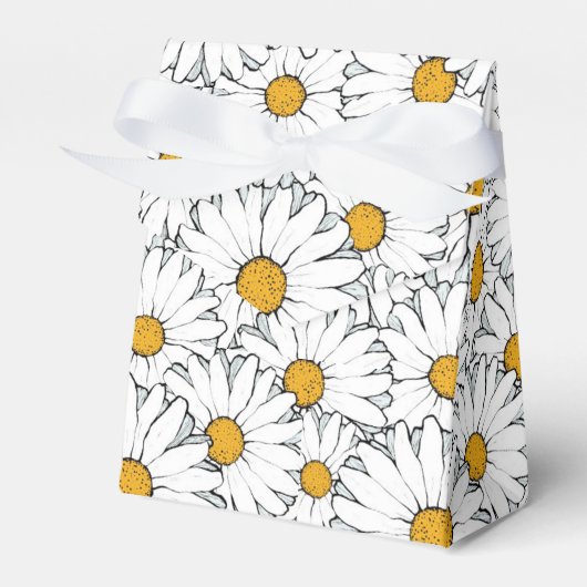 Schattige Wit Geel Daisies Floral Art Pattern Bedankdoosjes (Voorkant Zijde)