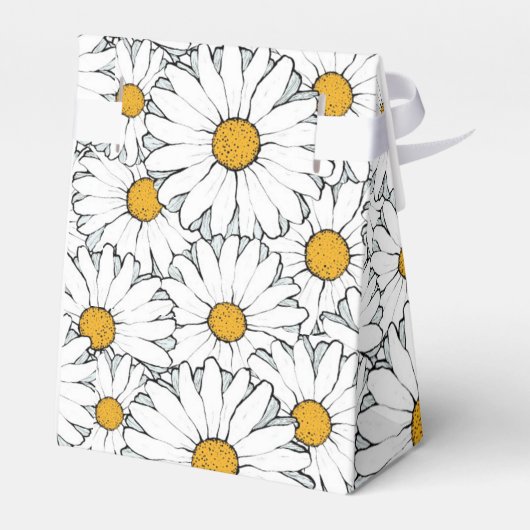 Schattige Wit Geel Daisies Floral Art Pattern Bedankdoosjes (Achterkant)