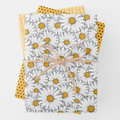 Schattige Wit Geel Daisies Floral Art Pattern Inpakpapier Vel (In situ)