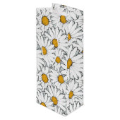 Schattige Wit Geel Daisies Floral Art Pattern Wijn Cadeautas (Achterkant Gekanteld)
