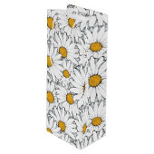 Schattige Wit Geel Daisies Floral Art Pattern Wijn Cadeautas (Voorkant Gekanteld)