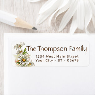 Schattige Wit Geel Shabby Chic Daisy Art Flowers Etiket