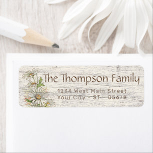 Schattige Wit Geel Shabby Chic Daisy Art Flowers Etiket