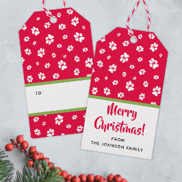 Schattige wit huisdier hond puppy poot print patro cadeaulabel