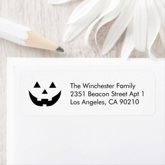Schattige wit Jack o lantaarn Halloween leuk adres Etiket (Insitu)