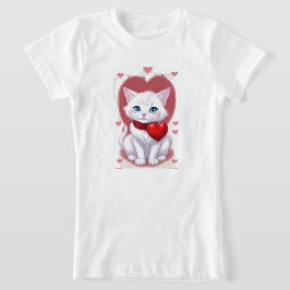 Schattige wit kat Cartoon T-shirt