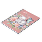 Schattige wit Kat, vlinders en bloemen Notitieboek (Linkerzijde)