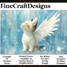 Schattige wit katje met vleugels AV3 decoupage