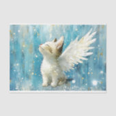 Schattige wit katje met vleugels AV3 decoupage Tissuepapier (Voorkant)
