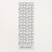 Schattige wit kattenpatroon lichtgrijs gepersonali yogamat (Voorkant)