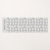 Schattige wit kattenpatroon lichtgrijs gepersonali yogamat (Voorkant (horizontaal))