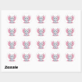 Schattige wit kawaii kitten met roze vleugels ronde sticker (Vel)