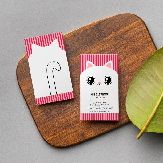 Schattige wit kitty kat sitter huisdier visitekaartje