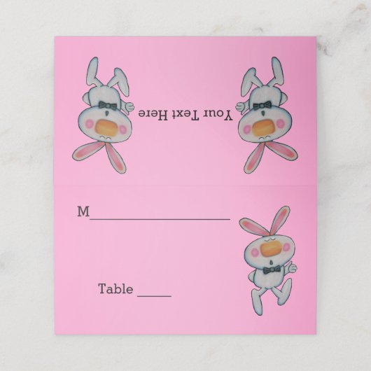 Schattige wit konijn duimen omhoog boog Stropdas r Plaatskaartje (Buitenkant ongevouwen)