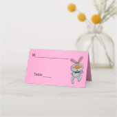 Schattige wit konijn duimen omhoog boog Stropdas r Plaatskaartje (Voorkant)