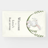 Schattige Wit Konijn Genderneutraal Baby shower Spandoek (Horizontaal)