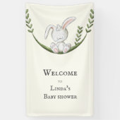 Schattige Wit Konijn Genderneutraal Baby shower Spandoek (Verticaal)