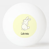 Schattige wit konijn gepersonaliseerde naam geel pingpongbal (Voorkant)
