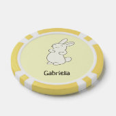 Schattige wit konijn gepersonaliseerde naam geel poker chips (Enkel)
