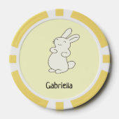 Schattige wit konijn gepersonaliseerde naam geel poker chips (Voorkant)