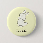 Schattige wit konijn gepersonaliseerde naam geel ronde button 5,7 cm (Voorkant)