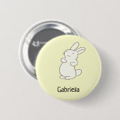 Schattige wit konijn gepersonaliseerde naam geel ronde button 5,7 cm (Voorkant /achterkant)