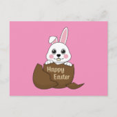 Schattige wit konijn in chocolade ei gelukkig Pase Feestdagenkaart (Voorkant)