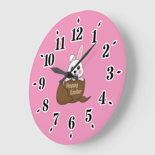 Schattige wit konijn in chocolade ei gelukkig Pase Grote Klok (Hoek)