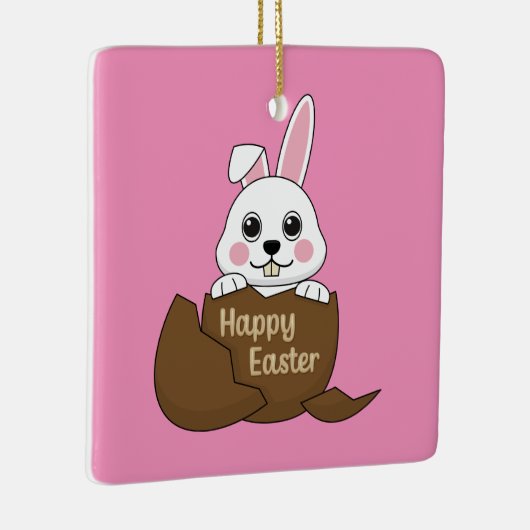 Schattige wit konijn in chocolade ei gelukkig Pase Keramisch Ornament (Rechts)