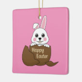 Schattige wit konijn in chocolade ei gelukkig Pase Keramisch Ornament (Links)