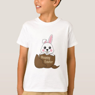 Schattige wit konijn in chocolade ei gelukkig Pase T-shirt
