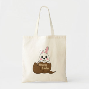 Schattige wit konijn in chocolade ei gelukkig Pase Tote Bag