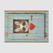 Schattige Wit Konijn & Rode Liefde Hart BX7 Decoup Tissuepapier (Voorkant)