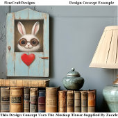 Schattige Wit Konijn & Rode Liefde Hart BX8 Decoup Tissuepapier