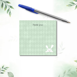 Schattige wit konijnenharlekijnpatroon | Green Post-it® Notes