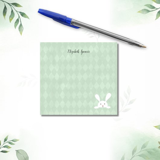 Schattige wit konijnenharlekijnpatroon | Green Post-it® Notes