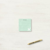 Schattige wit konijnenharlekijnpatroon | Green Post-it® Notes (Op bureau)