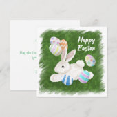 Schattige wit konijntje | beschilderde eieren | Ge Feestdagenkaart (Voorkant / Achterkant)