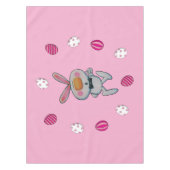 Schattige wit konijntje duimen omhoog roze geverfd tafelkleed (Voorkant)