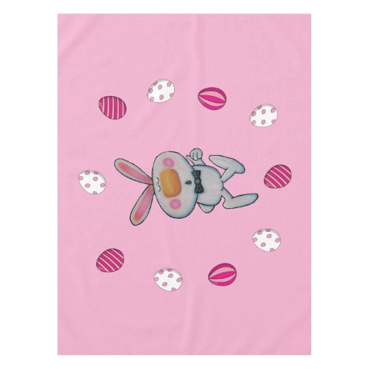 Schattige wit konijntje duimen omhoog roze geverfd tafelkleed (Voorkant)